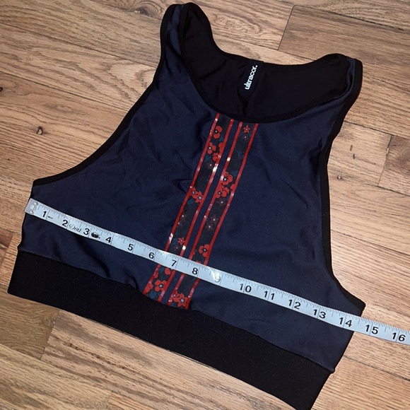 Ultracor Altitude Longline Sports Bra Crop Top Tank Floral Navy Blue Red Size L - Picture 5 of 6